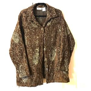 Units Woman 2x green tapestry and beaded jacket